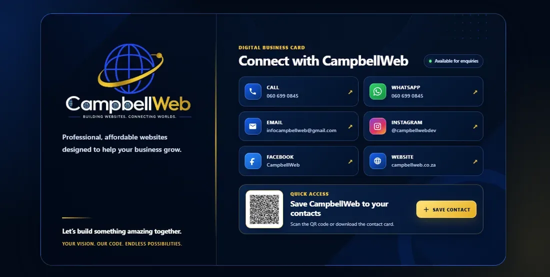 Campbell Web interactive digital business card